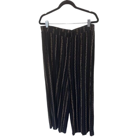 Chico’s Travelers Wide Leg Black Slinky Chain All Over Print Casual Pants Sz XL - Picture 8 of 14